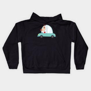 dog driving a car Kids Hoodie